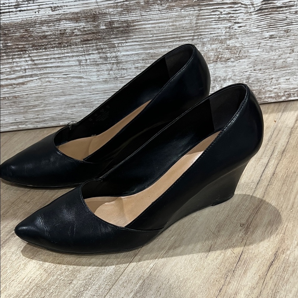 Franco Sarto Black Wedge Pumps
